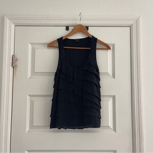 Theory Silk Black Layered Tank Top